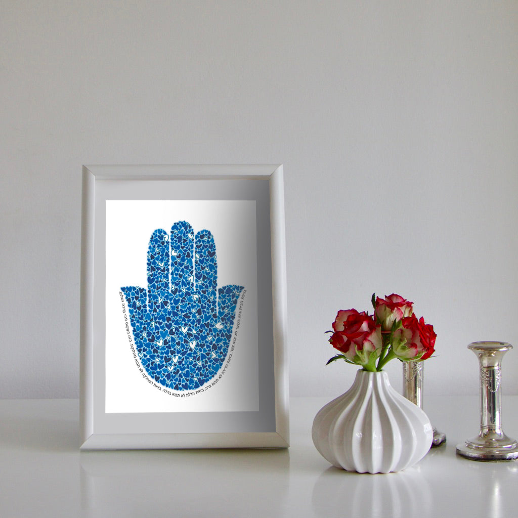 Hamsa Hearts in Pink, Purple or Blue- Blessing for the Home